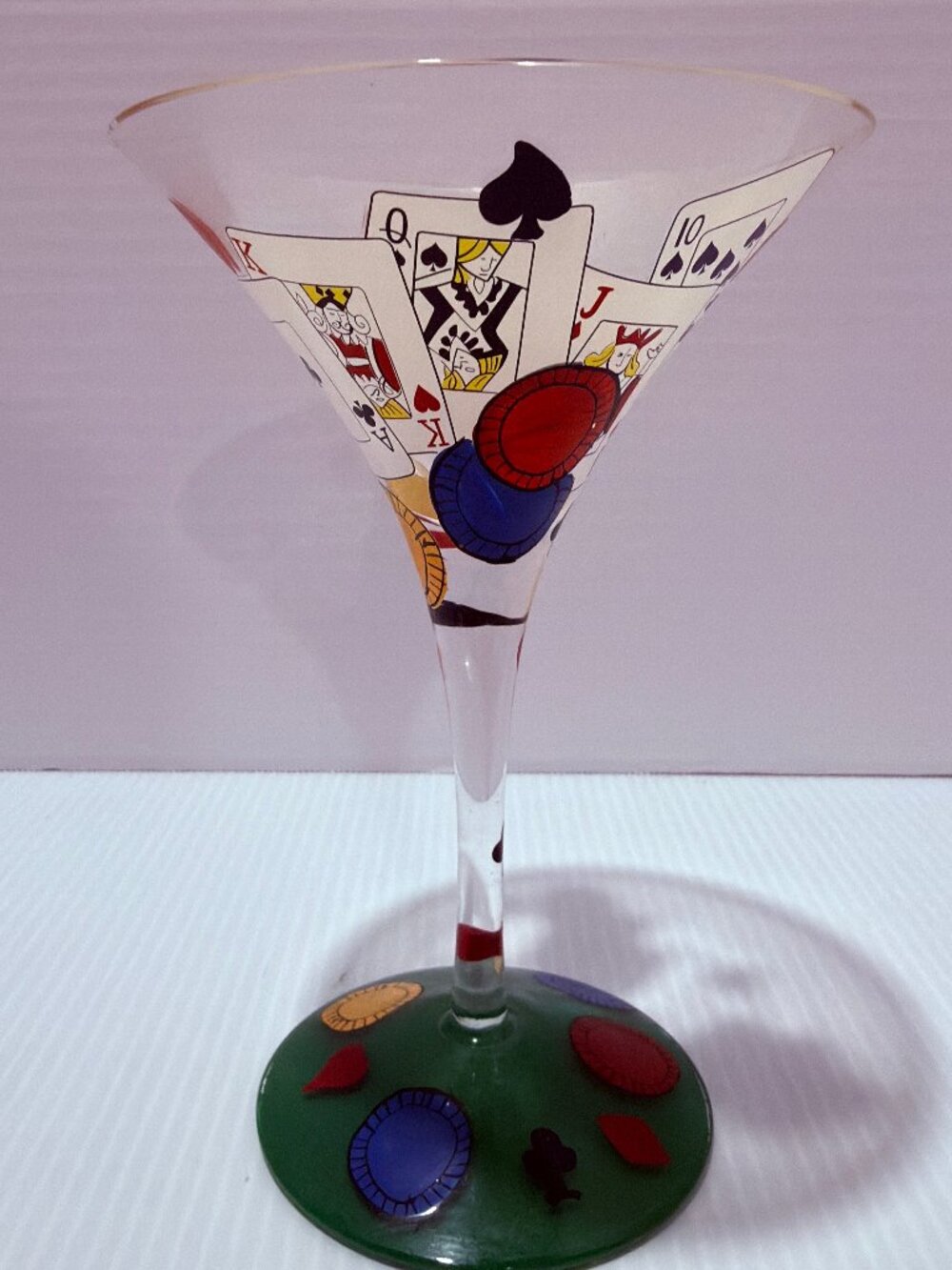 Pokertini Martini Glass By Lolita Hand Painted Holds 7oz Recipe On Bottom